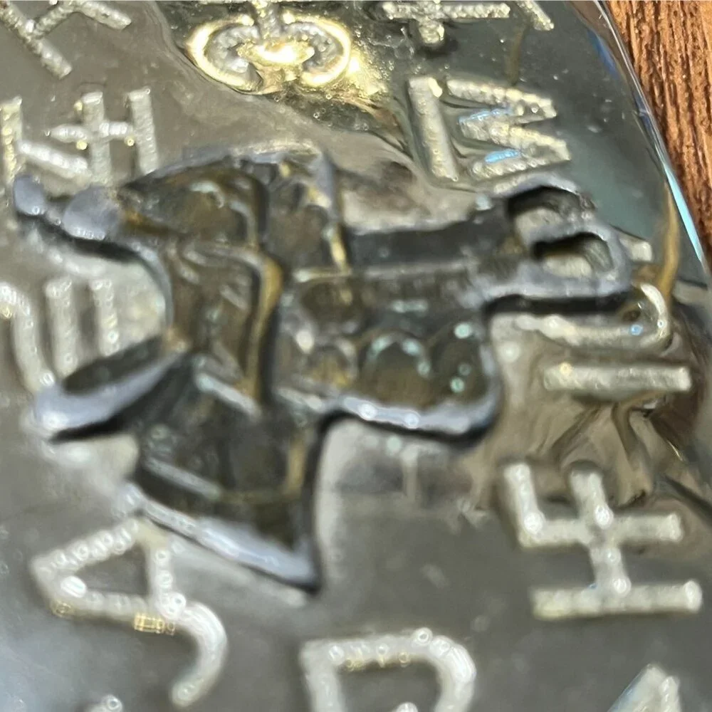 Western Metal Belt Buckle Saddle Embossed‎ Chrome USA Cattle Ranch Two Tone 80s